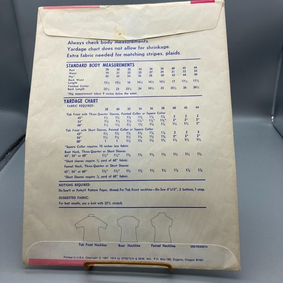 UNCUT Vintage Sewing PATTERN Stretch and Sew 250 by Ann Person, Ladies 1974 Tab - Picture 2 of 2